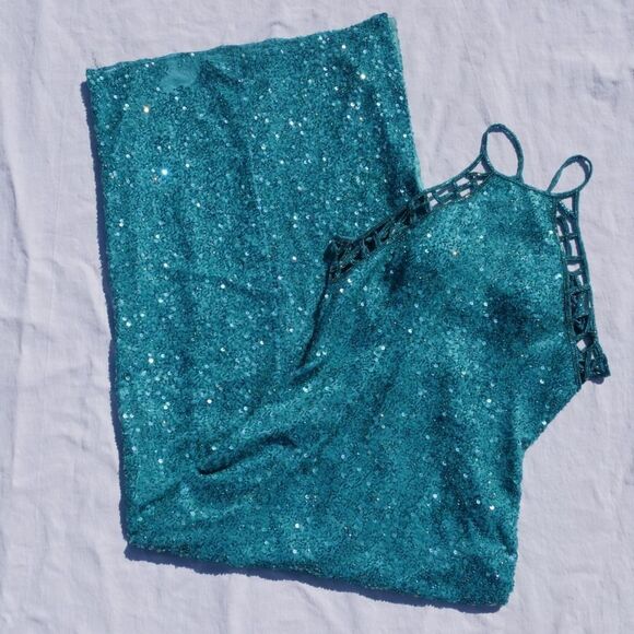 Vintage 90s Scala silk beaded evening maxi dress - Picture 1 of 10